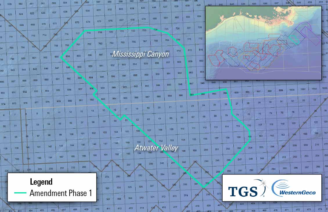 Image showing acquisition area of Amendment Phase 1 project in US Gulf of Mexico.