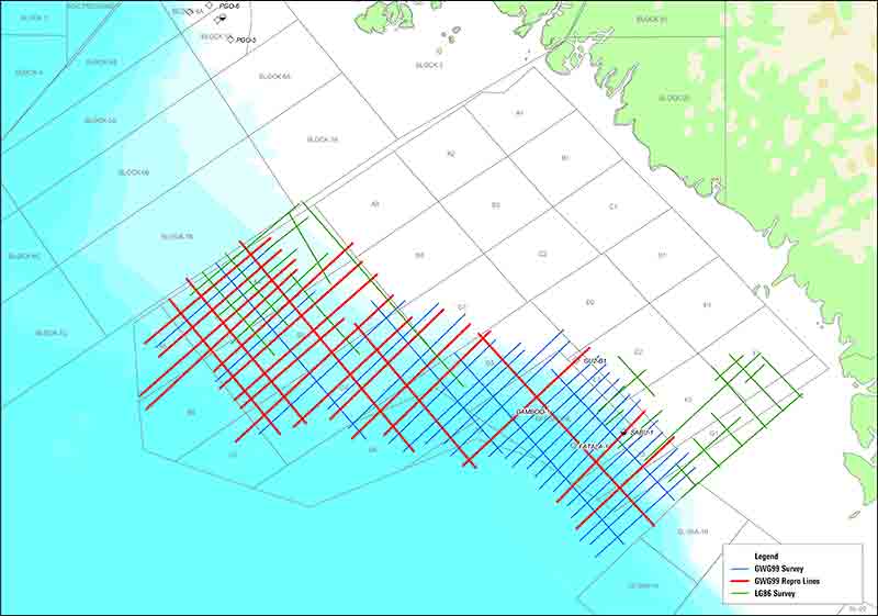 Offshore Guinea 2D reprocessing survey.
