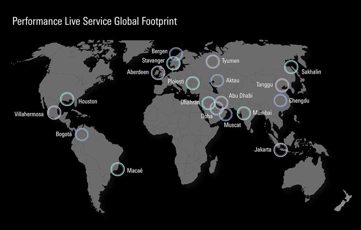 Map of Performance Live service global footprint